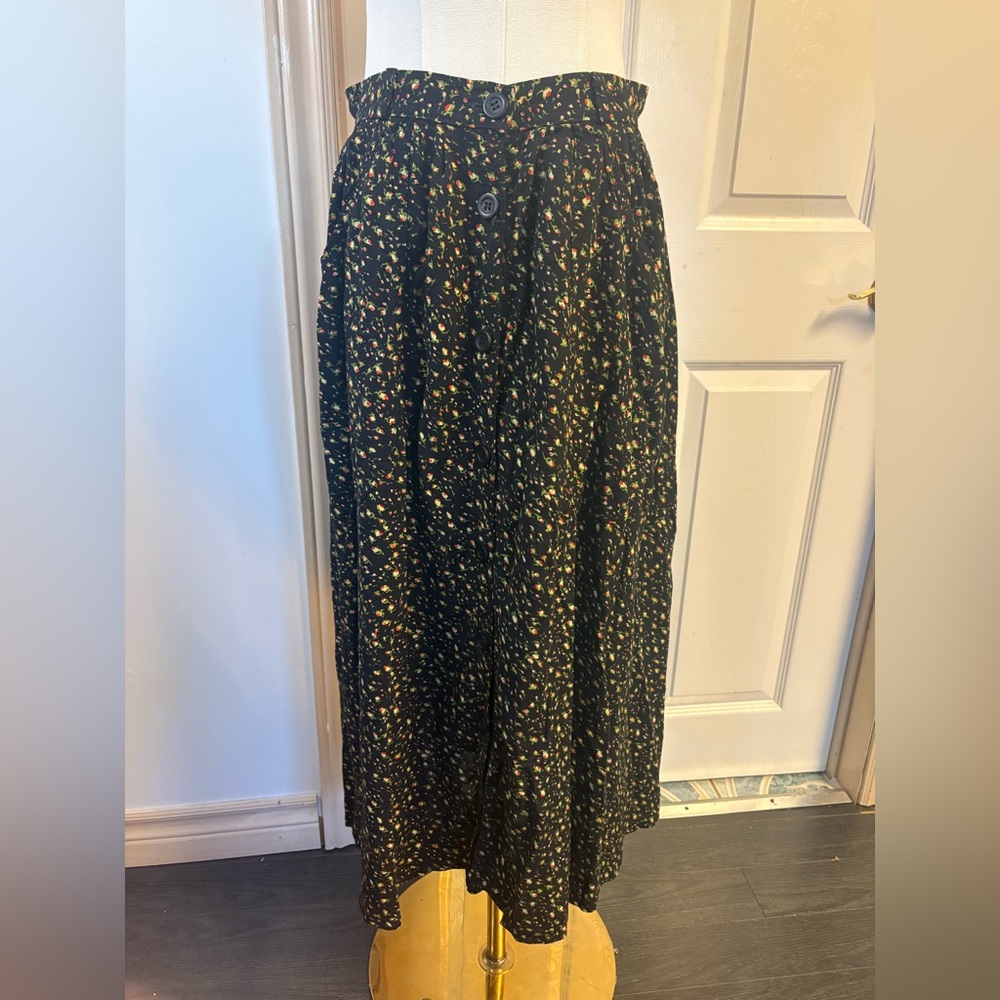 Vintage American Apparel Floral Black Skirt